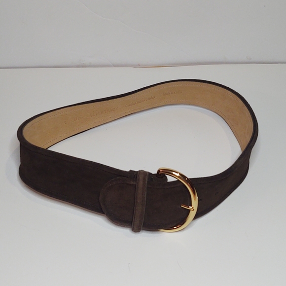 ELLEN TRACY Genuine Italian Leather Adjustable Gold Buckle Thick Statement Belt - Picture 1 of 5